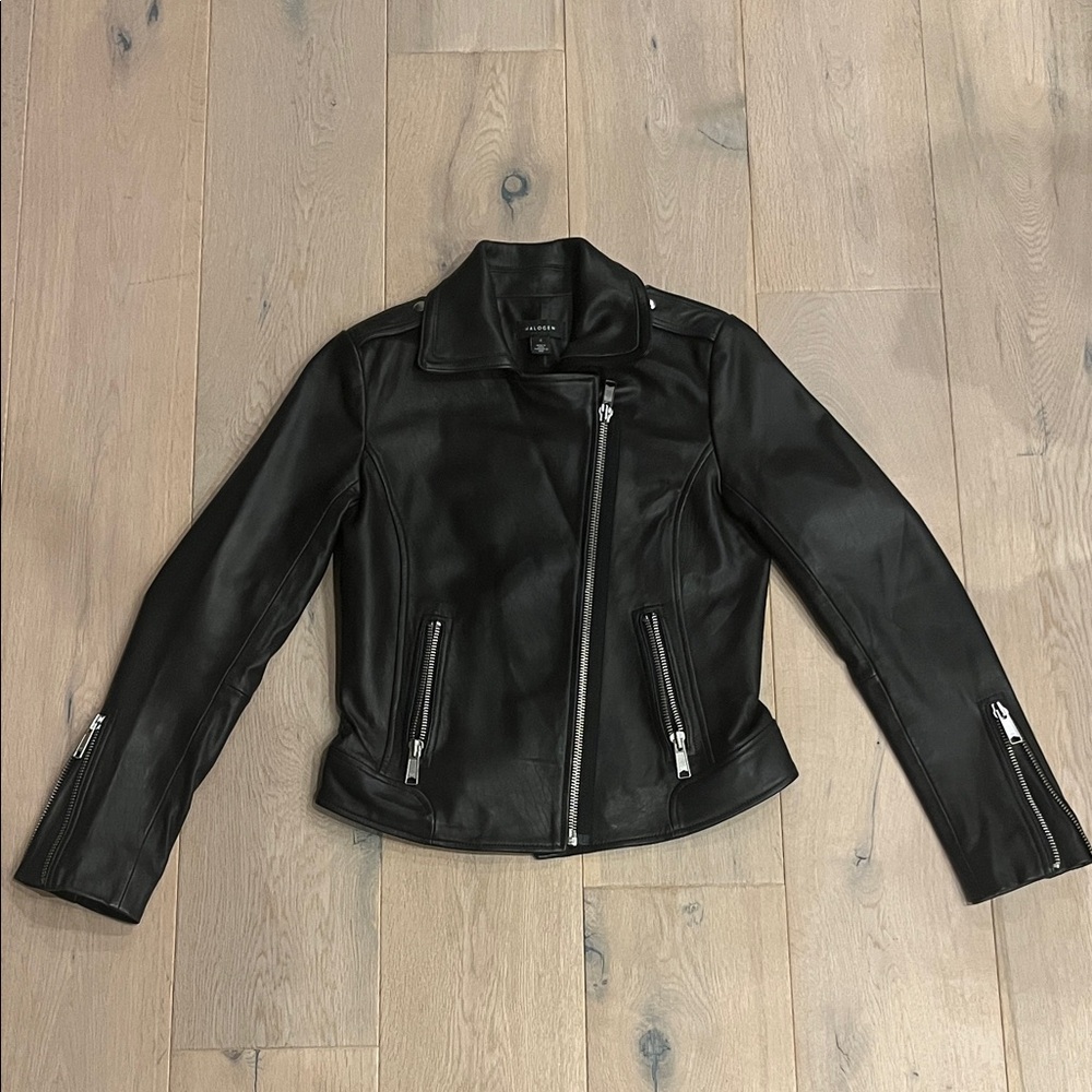 Halogen Black Leather Biker Jacket